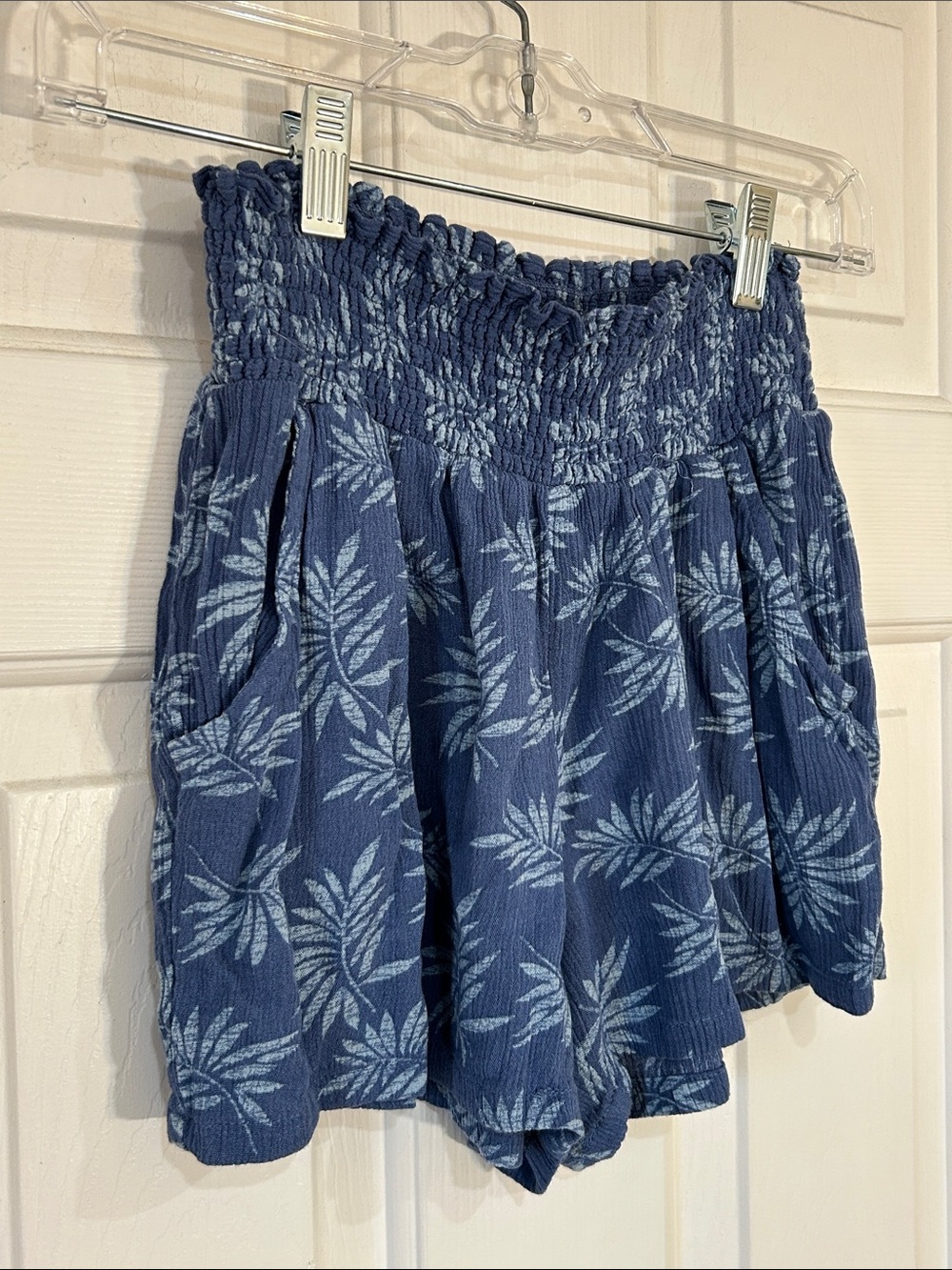 Kingston Grey Juniors Blue Fern 3" Soft Short Shorts with Smocked Waist
